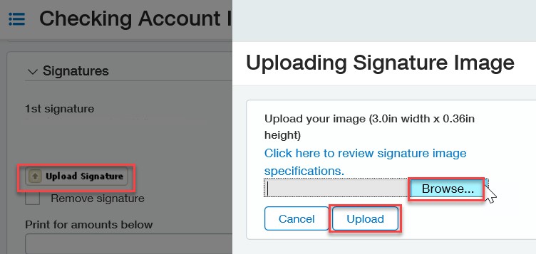 Upload Signature Image dialog box