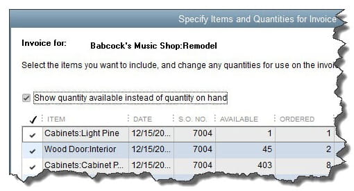 Creating Invoice from Sales Order