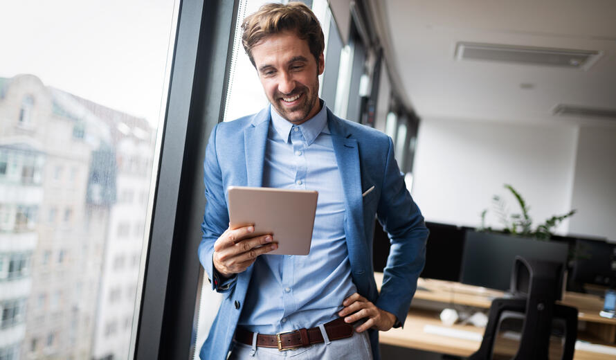 man on a tablet