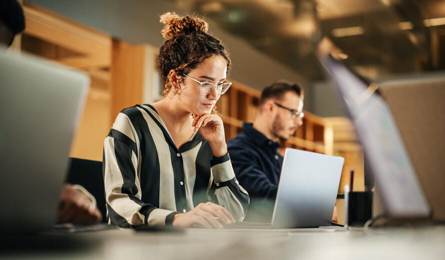 Young Woman Working on Computer.