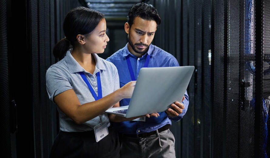 IT team analyzing server performance.