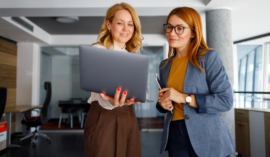Professional women working together.