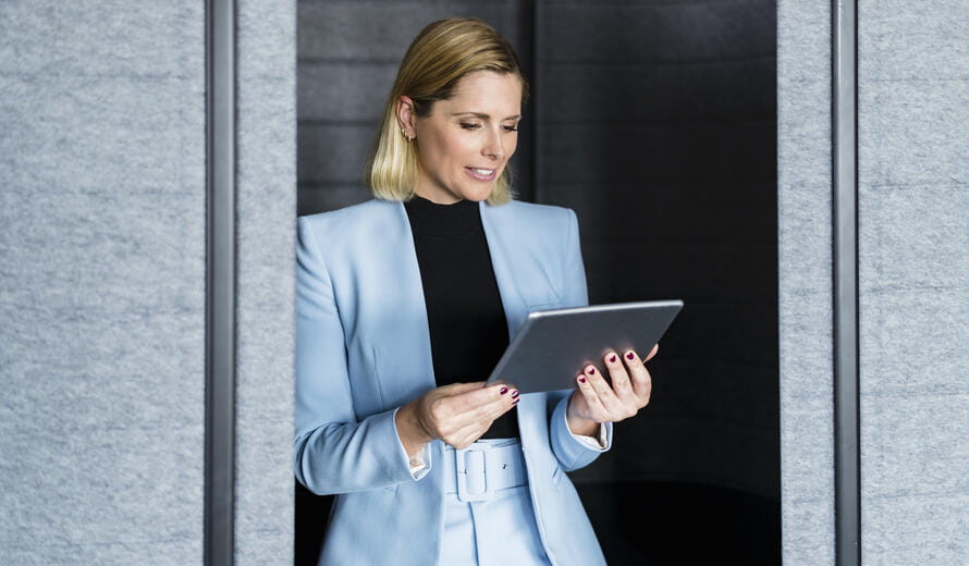woman on a tablet