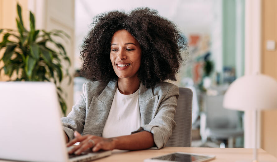 woman on a computer