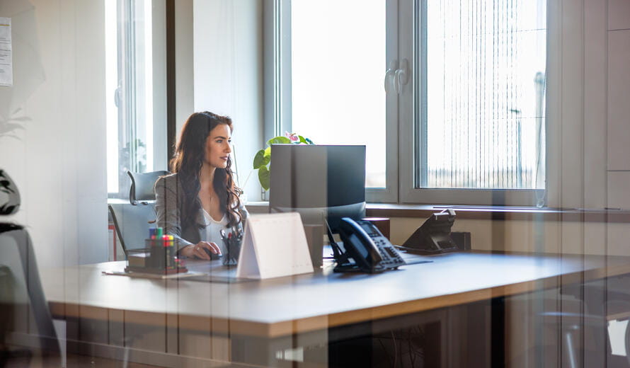 woman on a computer