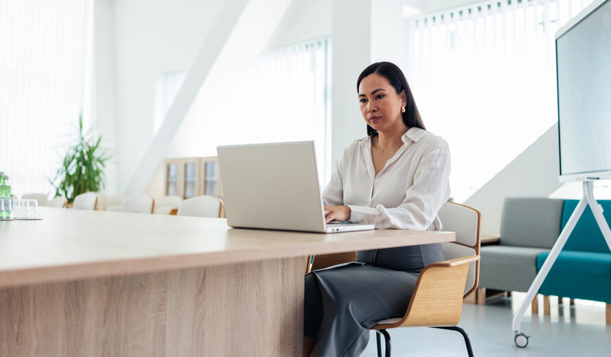 woman on a laptop