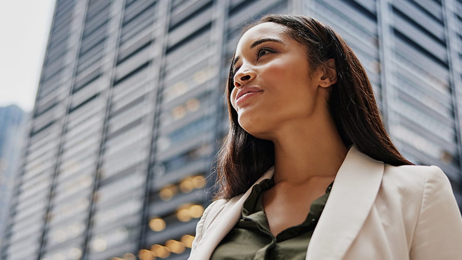 Downtown cityscape at dusk