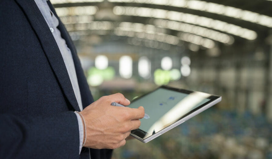 man on a tablet
