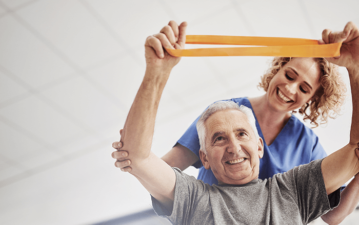 Physical therapist working with a patient